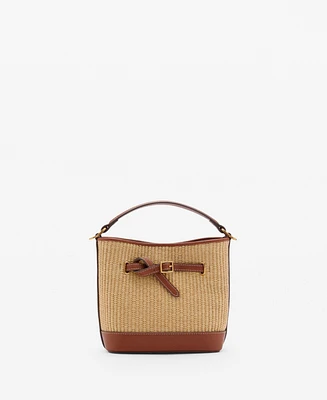Mango Women's Buckle Detail Canvas Bucket Bag