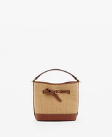 Mango Women's Buckle Detail Canvas Bucket Bag