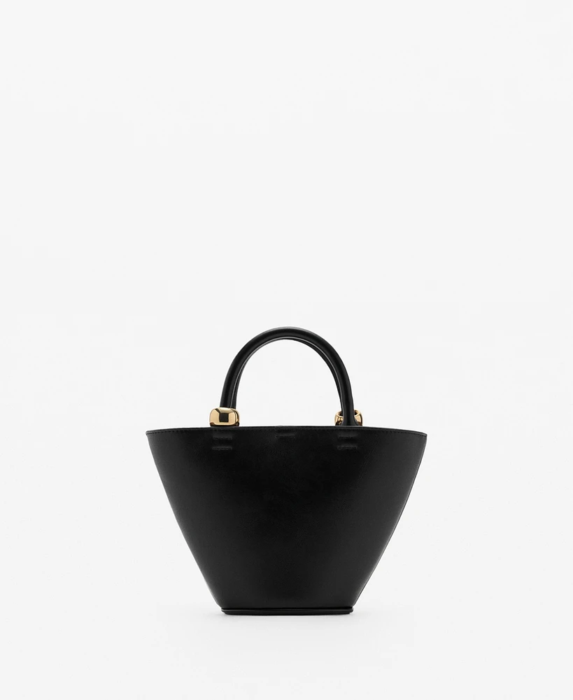 Mango Women's Metallic Detail Mini Shopper Bag