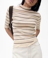 Mango Women's Perkins Neck Rib-Knit Sweater