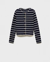 Mango Women's Stripped Knit Cardigan Sweater