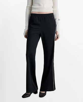 Mango Women's Contrasting-Stripe Jogger Pants
