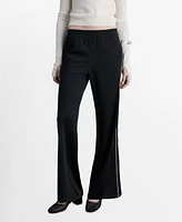Mango Women's Contrasting-Stripe Jogger Pants