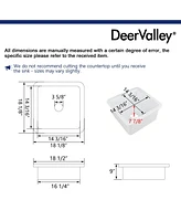 DeerValley Square Fireclay 18" L x 18" W Undermount/Drop-In Kitchen Sink with Basket Strainer and Sink Grid