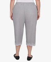 Alfred Dunner Plus Crystal Springs Eyelet Embroidered Capri Pants