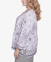 Alfred Dunner Plus Crystal Springs Border Square Neck Top
