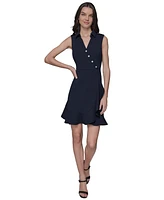 Karl Lagerfeld Paris Women's Scuba Crepe A-Line Ruffle Hem Dress