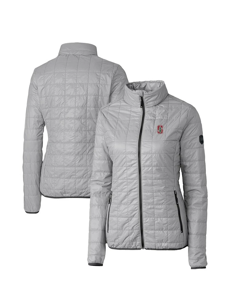 Cutter & Buck Women's Gray Stanford Cardinal Rainier Eco Insulated Puffer Full-Zip Jacket