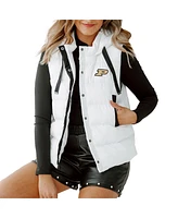 Gameday Couture Women's White Purdue Boilermakers Hooded Full-Snap Puffer Vest