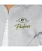 Gameday Couture Women's Ash Green Bay Packers Full-Button Long Sleeve Overshirt Top