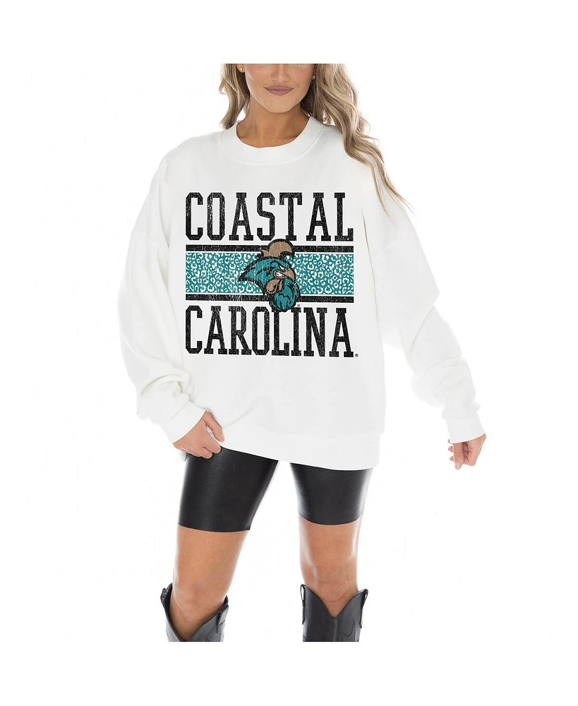 Gameday Couture Women's White Coastal Carolina Chanticleers Fair Catch Pullover Sweatshirt