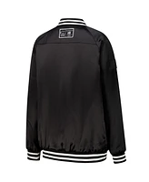 Gameday Couture Women's Black/Orange Cleveland Browns Oversized Hot Shot Rhinestone Throwback Full-Snap Varsity Bomber Jacket
