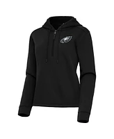 Antigua Women's Black Philadelphia Eagles Contemporary Quarter-Zip Hoodie