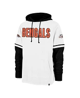 '47 Brand Men's White Cincinnati Bengals Throwback Shortstop Pullover Hoodie