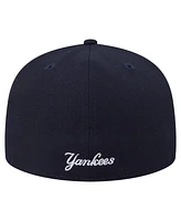 New Era Men's Navy York Yankees Overlap 59FIFTY Fitted Hat