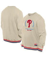 New Era Men's Cream Philadelphia Phillies Throwback Pullover Sweatshirt