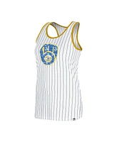 New Era Women's White Milwaukee Brewers Gameday Pinstripe Tank Top