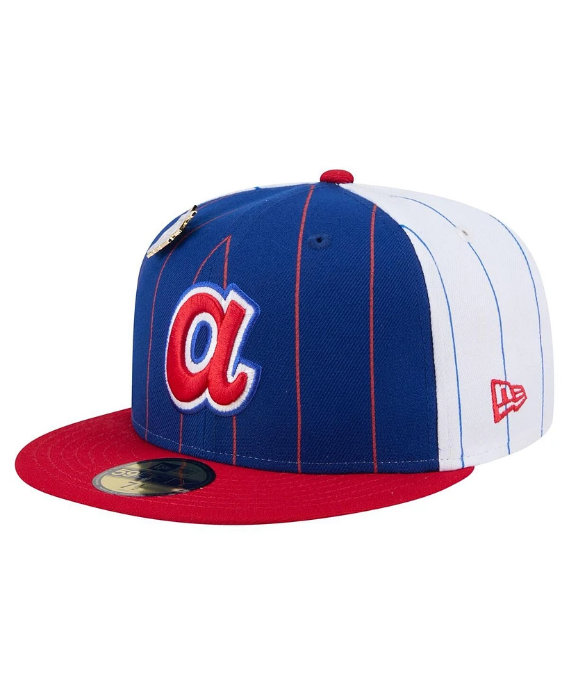 New Era Men's Blue Atlanta Braves Pinstripe 59FIFTY Fitted Hat