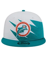 New Era Men's Aqua Miami Dolphins Throwback Jagged 9FiFTY Snapback Hat