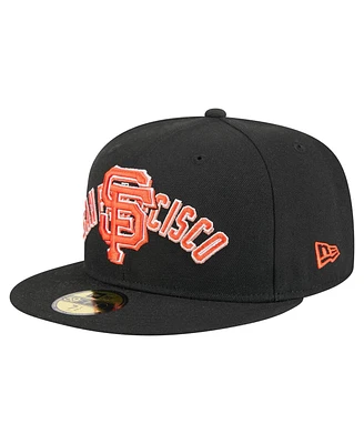 New Era Men's Black San Francisco Giants Overlap 59FIFTY Fitted Hat