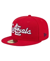New Era Men's Red St. Louis Cardinals Overlap 59FIFTY Fitted Hat