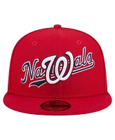 New Era Men's Red Washington Nationals Overlap 59FIFTY Fitted Hat
