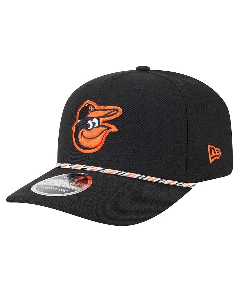 New Era Men's Black Baltimore Orioles Multi-Rope 9SEVENTY Stretch-Snap Hat