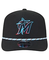 New Era Men's Black Miami Marlins Multi-Rope 9SEVENTY Stretch-Snap Hat