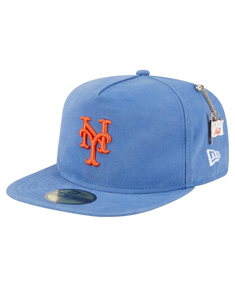 New Era Men's Blue New York Mets Championship Side Flag A-Frame 59FIFTY Fitted Hat