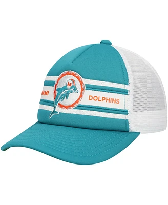 Mitchell & Ness Big Boys and Girls Aqua Miami Dolphins Stripe Trucker Adjustable Hat