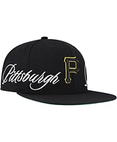 Mitchell & Ness Men's Black Pittsburgh Pirates Just Don x Mlb Lux Script Snapback Hat