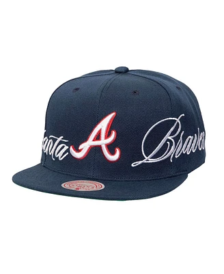 Mitchell & Ness Men's Navy Atlanta Braves Just Don x Mlb Lux Script Snapback Hat