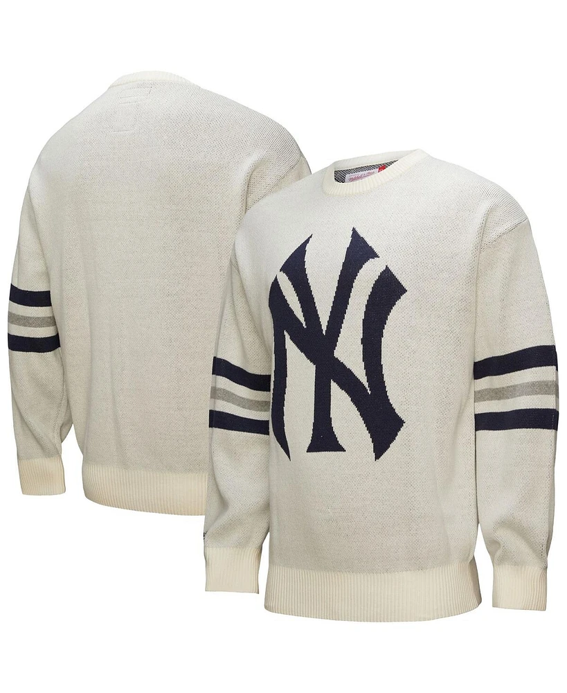 Mitchell & Ness Men's Cream New York Yankees Retro Pullover Sweater