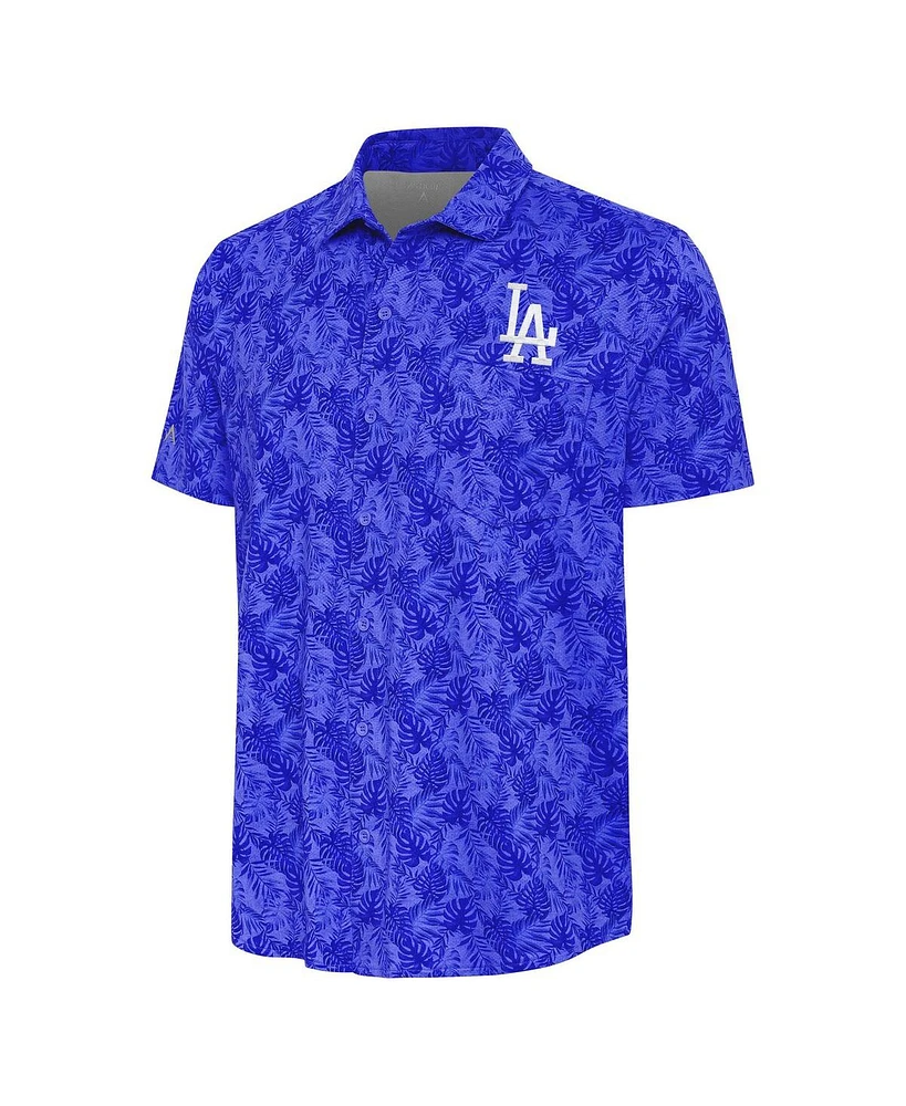 Antigua Men's Royal Los Angeles Dodgers Tonal Logo Resort Button-Up Shirt