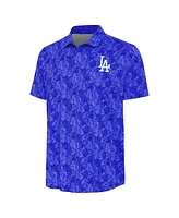 Antigua Men's Royal Los Angeles Dodgers Tonal Logo Resort Button-Up Shirt