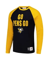 Mitchell & Ness Men's Black/Gold Pittsburgh Penguins Legendary Slub Raglan Long Sleeve T-Shirt