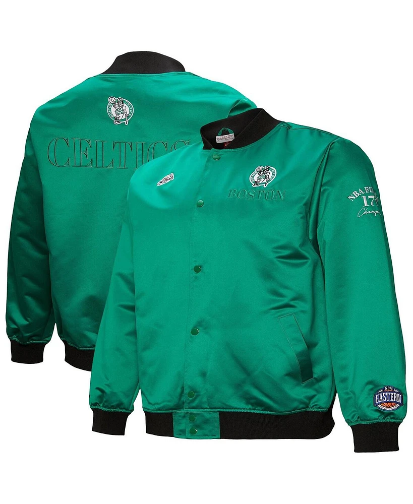 Mitchell & Ness Men's Kelly Green Boston Celtics Hardwood Classics Team Og 3.0 Lightweight Satin Full-Snap Jacket