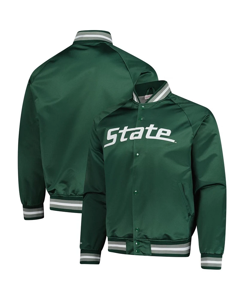 Mitchell & Ness Men's Green Michigan State Spartans Lightweight Current Logo Satin Full-Snap Jacket
