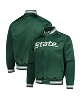 Mitchell & Ness Men's Green Michigan State Spartans Lightweight Current Logo Satin Full-Snap Jacket
