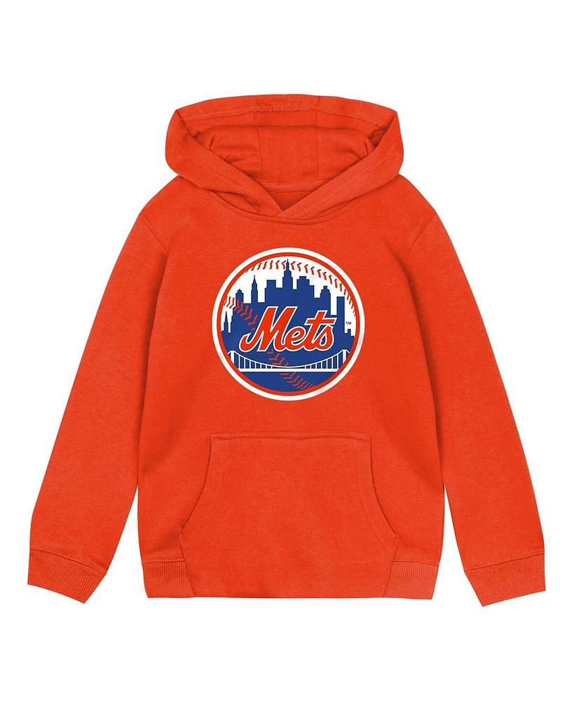 Outerstuff Toddler Orange New York Mets Primary Logo Fleece Pullover Hoodie