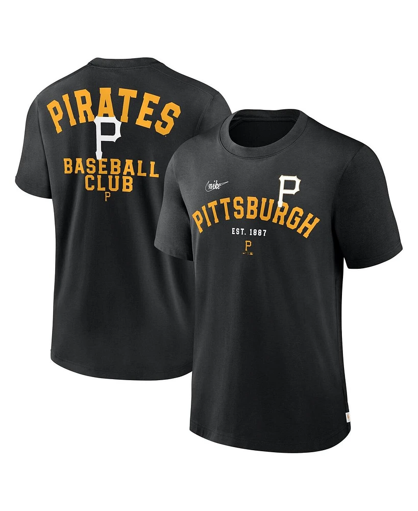 Nike Men's Black Pittsburgh Pirates Cooperstown Collection Rewind Slogan T-Shirt