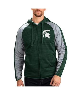 G-iii Sports by Carl Banks Men's Green Michigan State Spartans Neutral Zone Raglan Full-Zip Track Hoodie Jacket