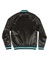 Mitchell & Ness Men's Black Charlotte Hornets Hardwood Classics Lightweight Satin Full-Snap Jacket