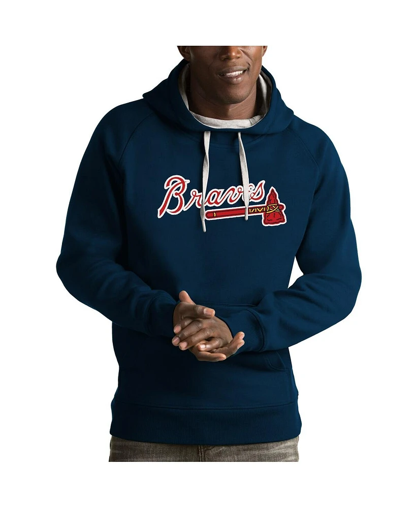 Antigua Men's Navy Atlanta Braves Victory Pullover Hoodie