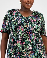 Connected Plus Pleated Tiered Floral Sheath Dress
