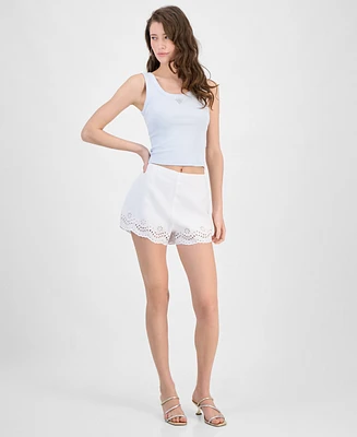 Guess Women's Dessa Embroidered Linen Shorts