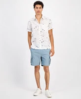 Sun + Stone Men's Damien Short Sleeve Abstract Print Button-Front Shirt, Exclusively at Macy's
