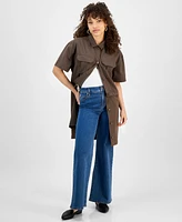 East On Rodeo Women's Button-Front Short-Sleeve Multi-Wear Shirtdress
