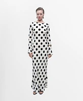 Mango Women's Flared Sleeves Polka Dot Dress