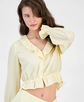 Guess Women's Long-Sleeve Button-Front Shaelo Top